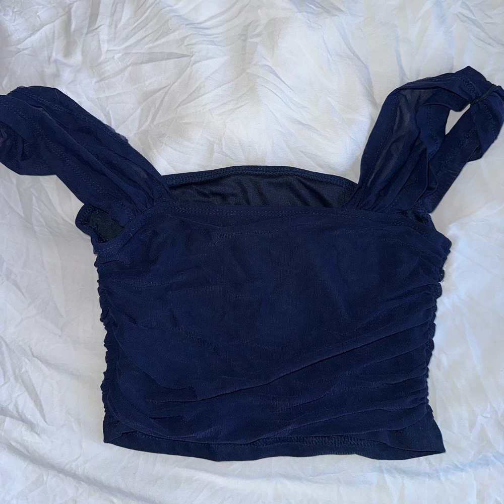 Square Neck Ruched Crop Tank Top